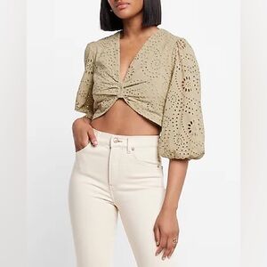 NWT Express Eyelet Knotted Crop Top